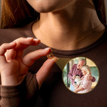 Duo Photo Personalised Necklace - Photo Necklace - Photo Projection Necklace Necklace Gold Brother & Sisters
